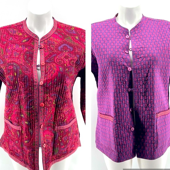 Jackets & Blazers - Unbranded Women’s Reversible Paisley Print Fabric Quilted Button Front Jacket